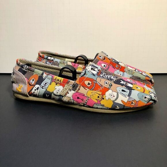 Womens SKECHERS Bobs Plush-Wag Party Dog Print Ballet Flats Shoes / Size 6 - Picture 1 of 9